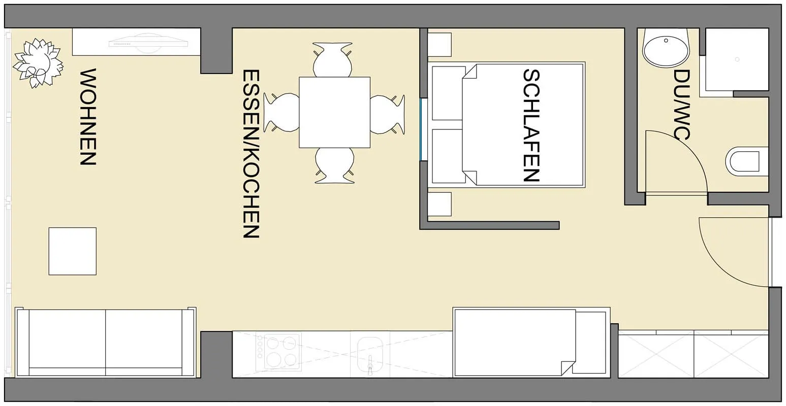 Grundriss des Superior Studios mit Hornblick